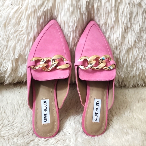 Steve Madden Finn Pink Chain Detail Mules - Picture 2 of 7